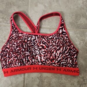 Under Armour Women's Abstract Sports Bra - Red and Black